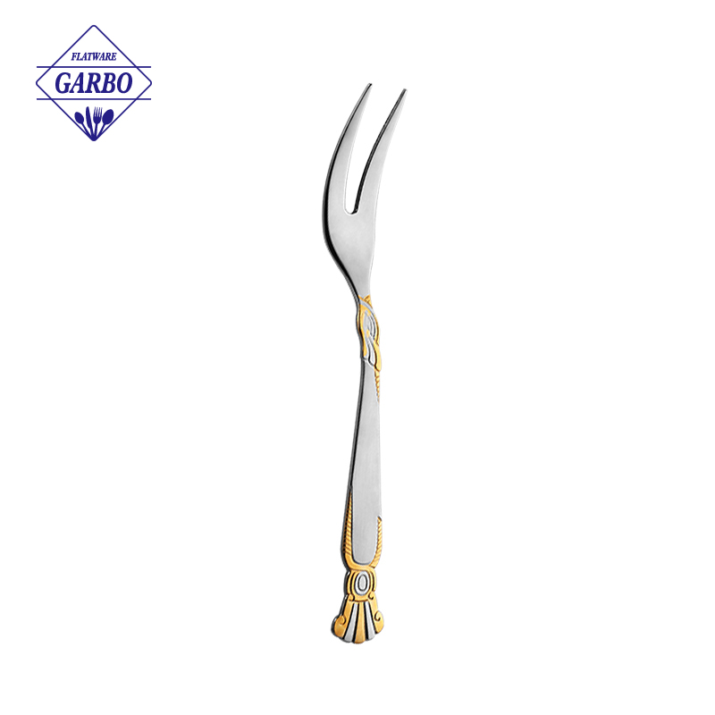 Amazon sliver finsh fork with golden handle 