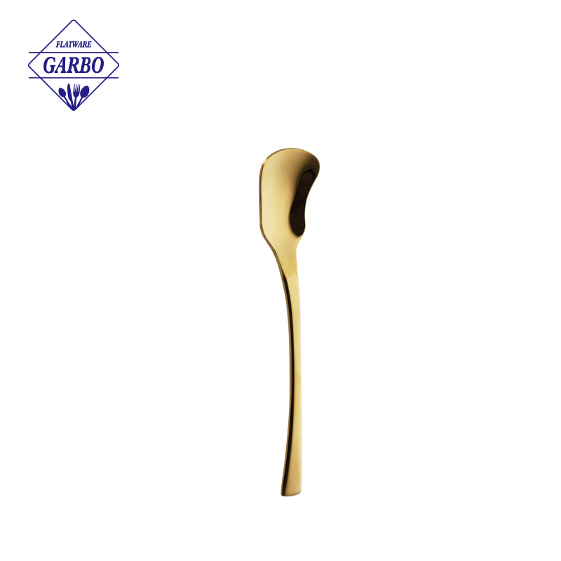 China factory direct sale stainless steel salad fork with gold plated handle