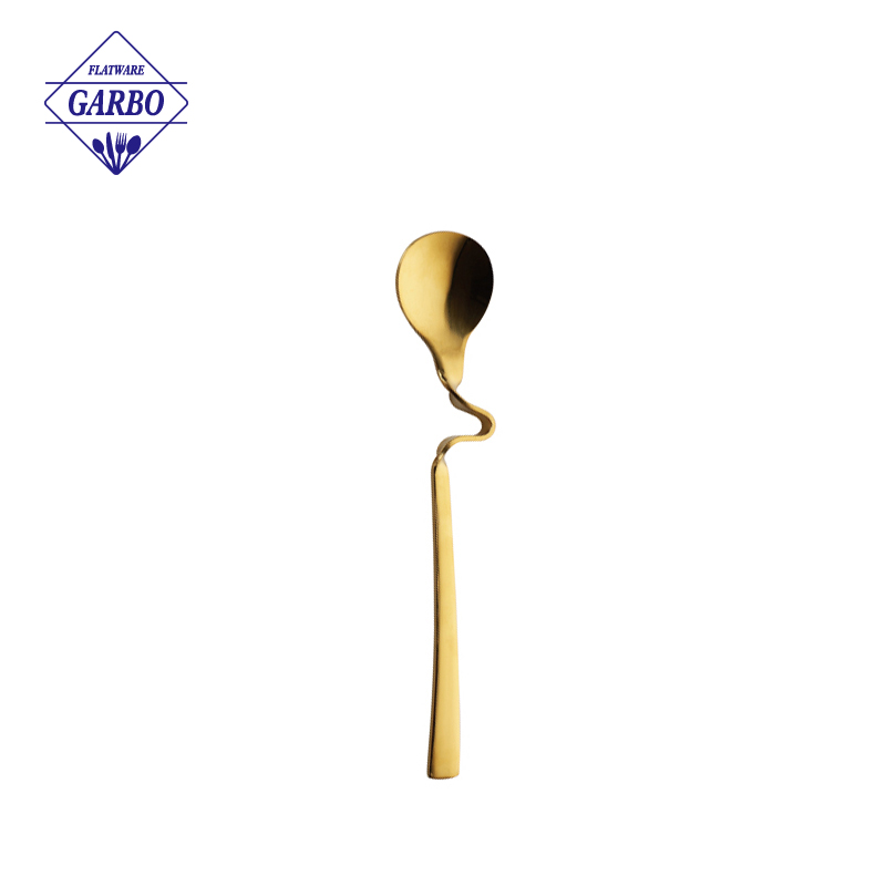 Garfo de sobremesa de jantar luxuoso em aço inoxidável dourado 18/8 para talheres