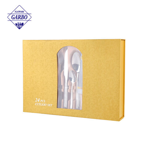 Factory Vintage Pattern Embossed Handle Silvery Cutlery na may Gift Box