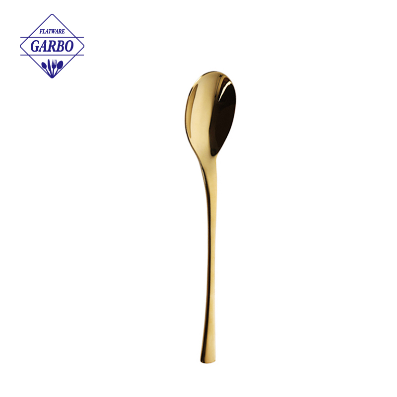 Supermarket Retail Stainless Steel Dinner Spoon with Gold High-end Plating