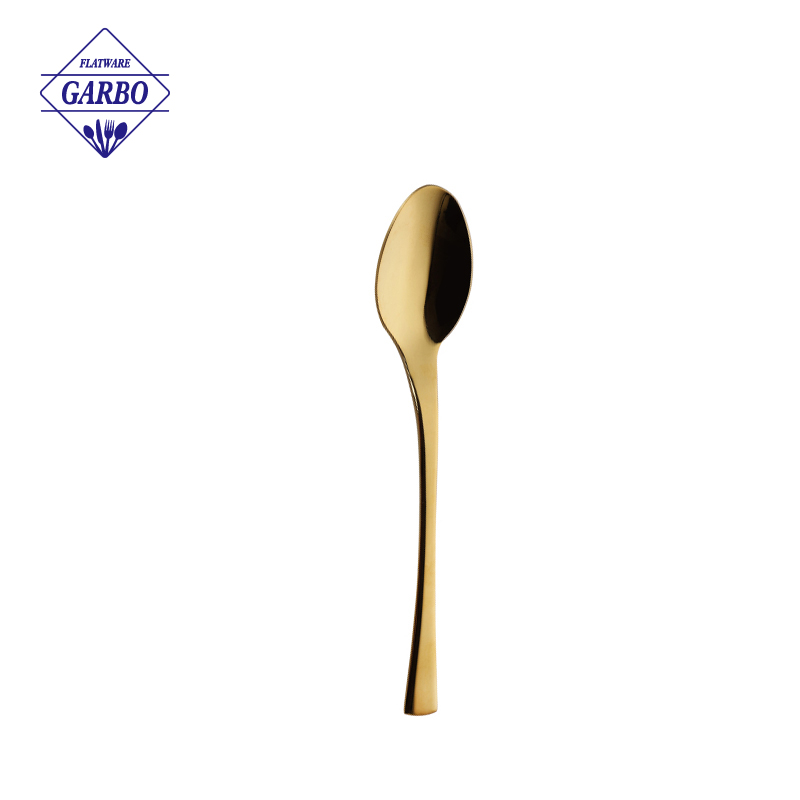 Supermarket Retail Stainless Steel Dinner Spoon na may Gold High-end Plating