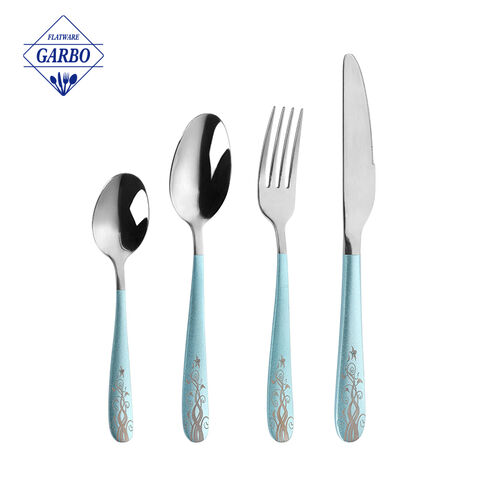 4pcs golden Amazon sikat na stainless steel cutlery set