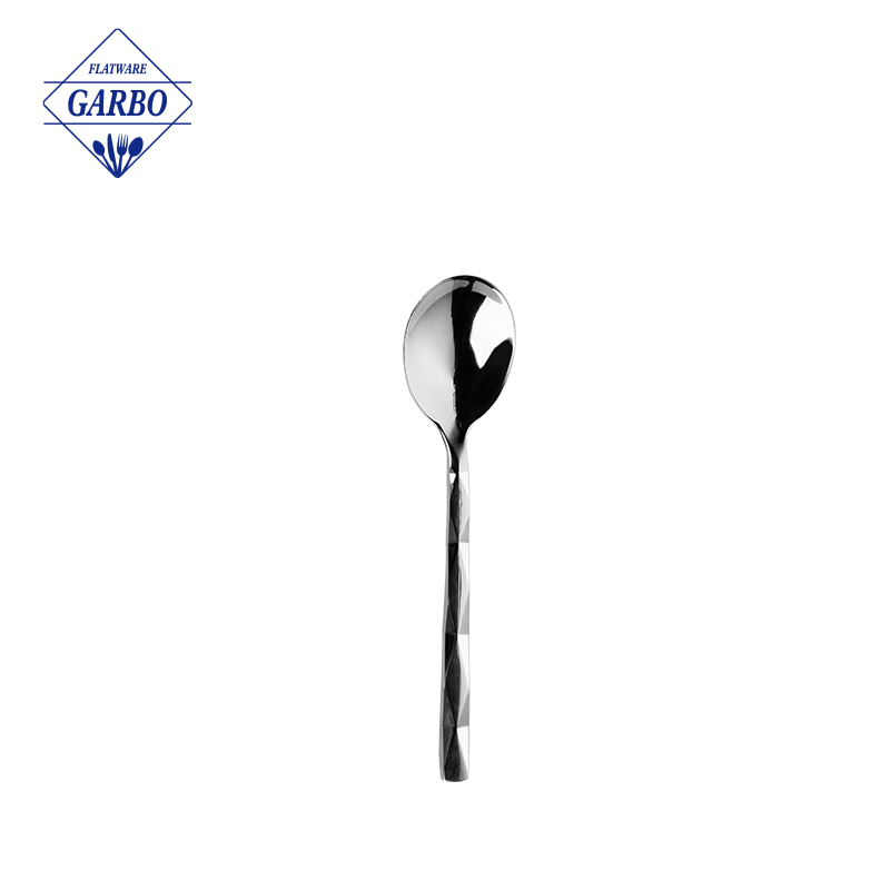 2024 New design silverware stainless steel dinner table spoon with diamond handle