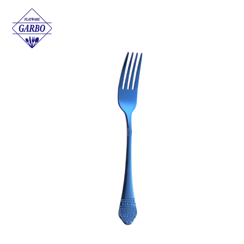 Manufacturer Hot Selling 5 PCS Ion Plating Blue Color Stainless Steel Cutlery Set na may Bulk Package