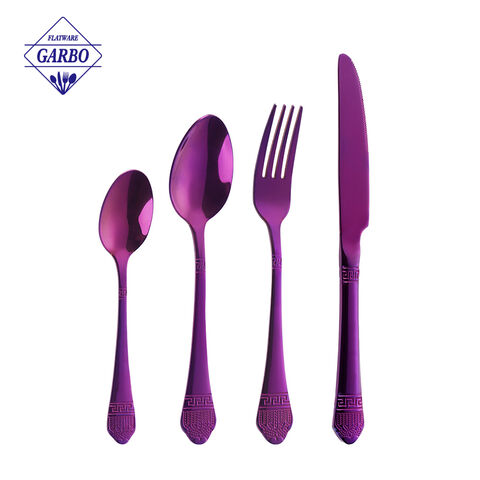410ss colorful cutlery sets with engraved handle 