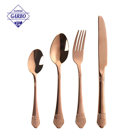 중국 제조 로즈 골드 컬러 칼 세트 럭셔리 4pcs flatware 세트