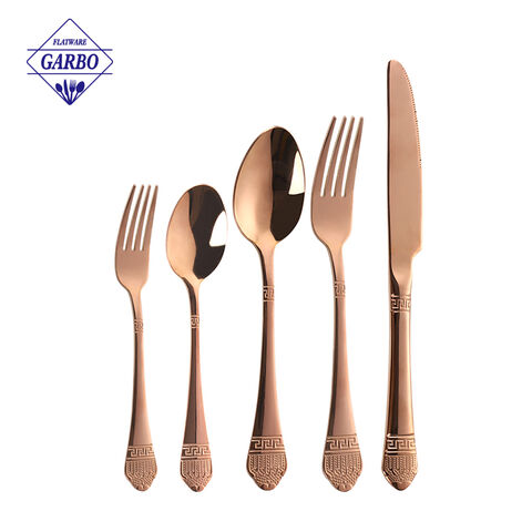China manufacture rose gold color cutlery set luxury 4pcs flatware set