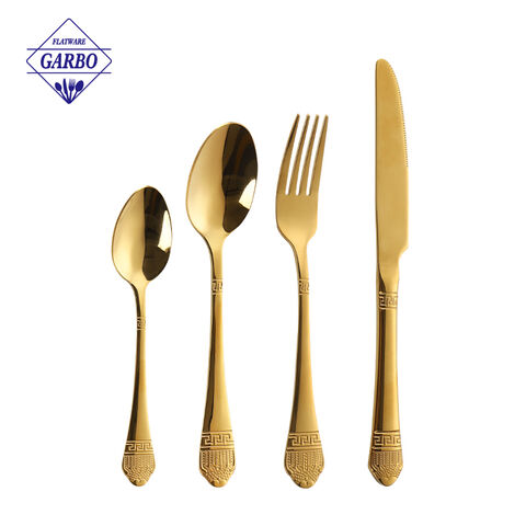 중국 제조 로즈 골드 컬러 칼 세트 럭셔리 4pcs flatware 세트