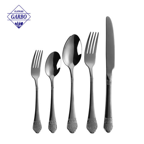 Factory Vintage Pattern Embossed Handle Rainbow Color Cutlery Set