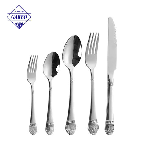 Amazon Top Seller Vintage Design Handle Silvery Stainless Steel Flatware Set