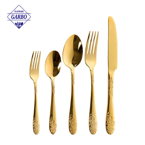 Factory Vintage Handle Mirror Polished Rose Golden Flatware Set