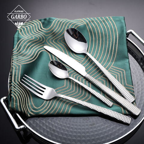 Modern Textured Handle Stainless Steel Flatware Set for 4