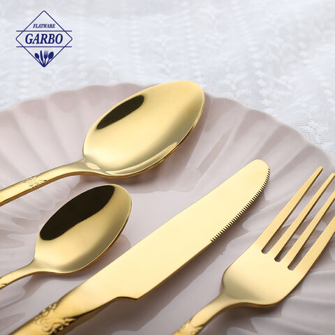 Gold and sliver cutlery setis with shelf  amazon hot  selling 