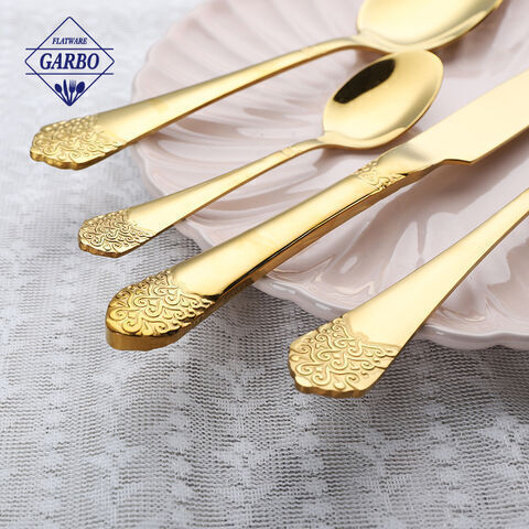 Gold and sliver cutlery setis with shelf  amazon hot  selling 