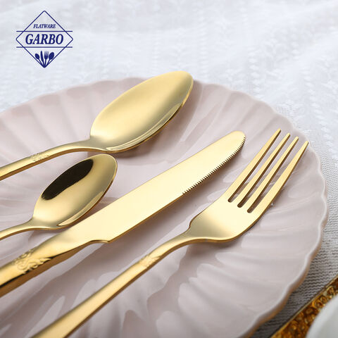Gold and sliver cutlery setis with shelf  amazon hot  selling 