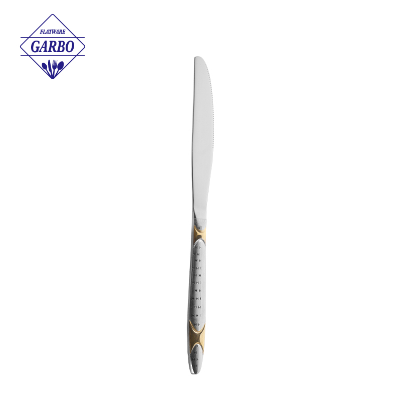 Sliver high end 18-8 dinner knife with embossed handle 