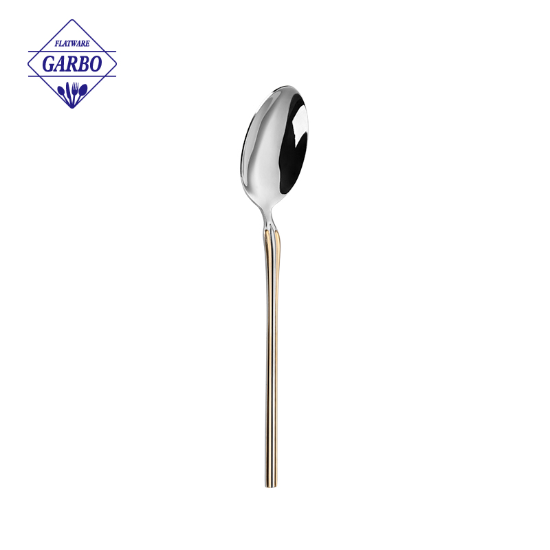 201ss Premium polished Stainless steel fruit fork set with gold plated handle