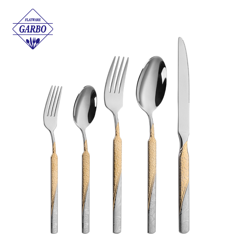 Original Factory 201 Material Stainless Steel Flatware Sets with Gold Design