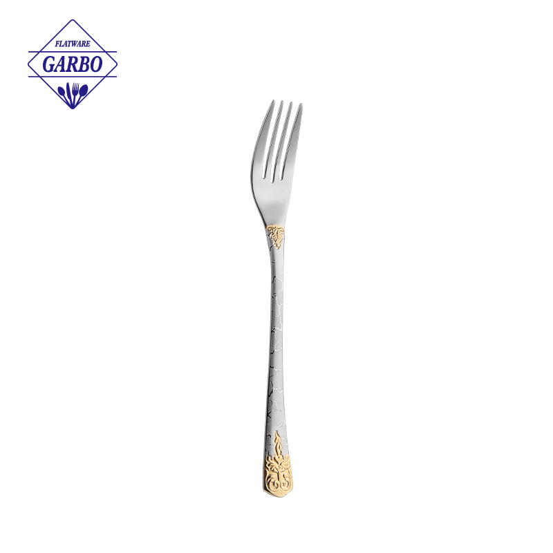 Stainless Steel  340SS dineer fork with godlen handle manufacturers in America