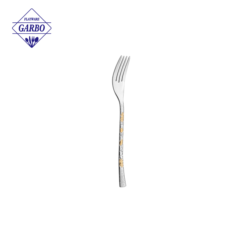 Stainless Steel  340SS dinner fork with golden handle 