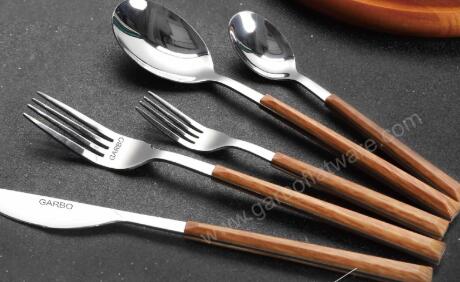Garbo Stainless Steel Cutlery Set with Wooden Design Plastic Handles