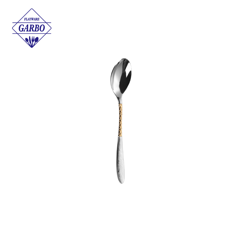 Luxury Mirror Polish 201 Material Stainless Steel Cutlery Sets with Golden Design