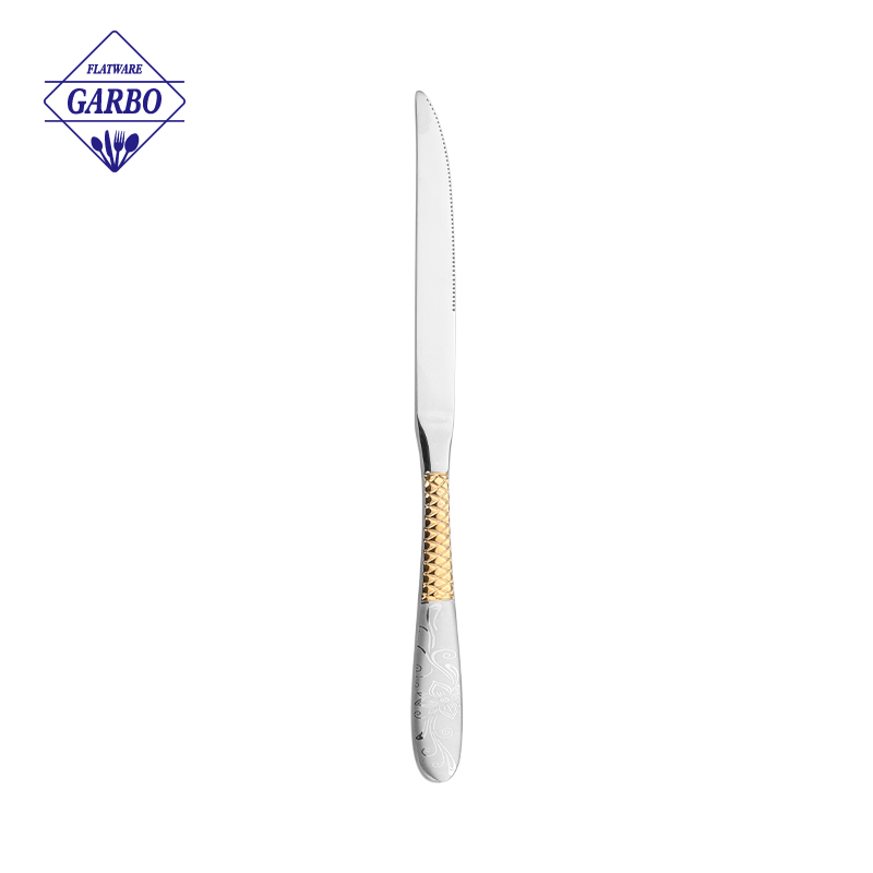 Luxury Mirror Polish 201 Material Stainless Steel Cutlery Sets with Golden Design