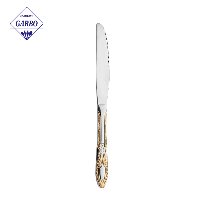 High Quality Mirror Polish 201SS Material Dinner Spoon Sets with Golden Design
