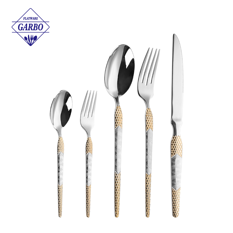 Arabic Market Hot Selling Gold Plating Handle Stainless Steel Cutlery Set