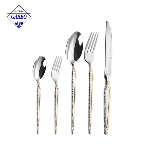 Arabic Market Hot Selling Gold Plating Handle Stainless Steel Cutlery Set