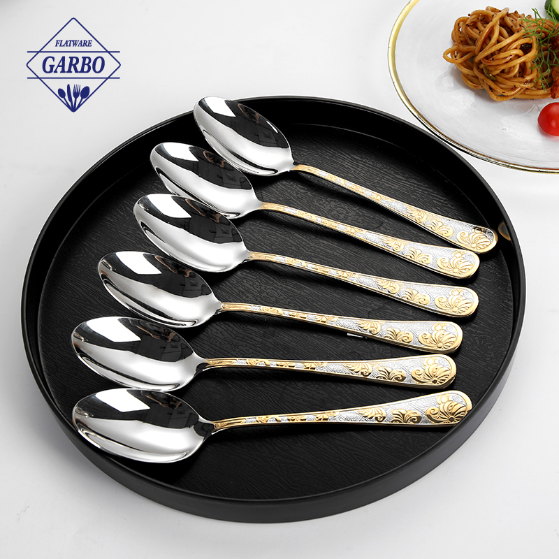 Elegant Gold-Plated Handle Stainless Steel Dinner Spoon for Fine Dining