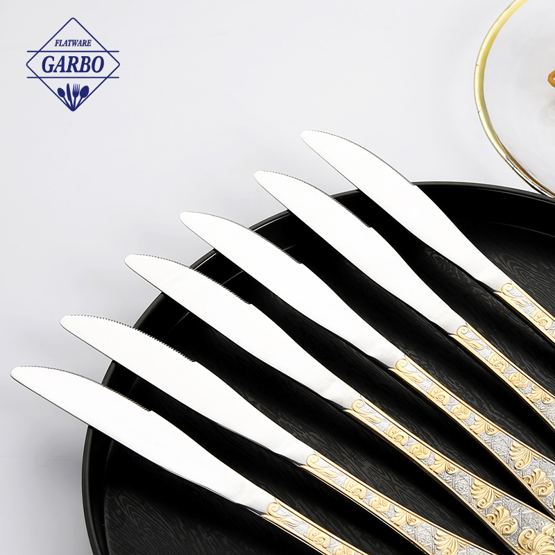 Elegant Gold-Plated Handle Stainless Steel Dinner Spoon for Fine Dining