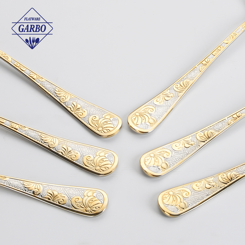 Luxury 24-Piece Stainless Steel Cutlery Set with Ornate Gold Handle & Polished Metal Stand