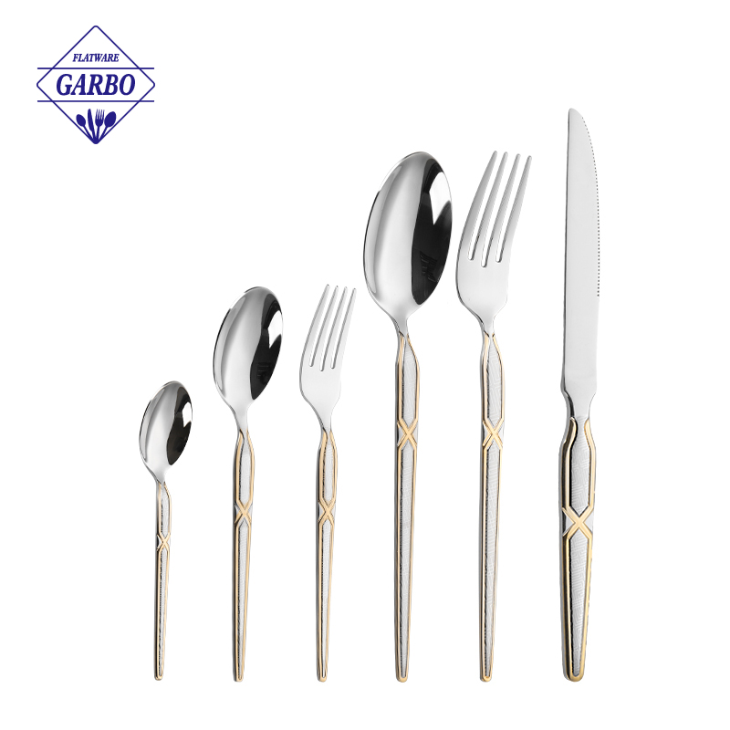 Wholesale Vintage Golden Plated 201 Stainless Steel Cutlery Set wholesale market in Brazil
