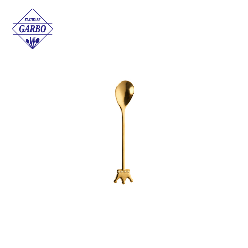 Gold tea sppon with zinc alloy materilas with tumbler polish 