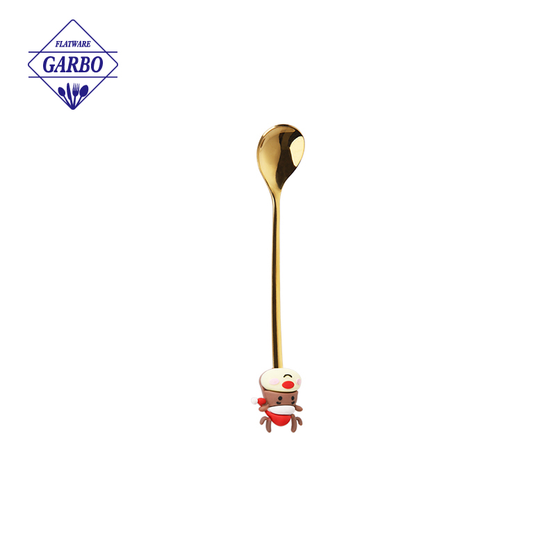 Christmas gold color stainless steel tea spoon with  deer accessory handle