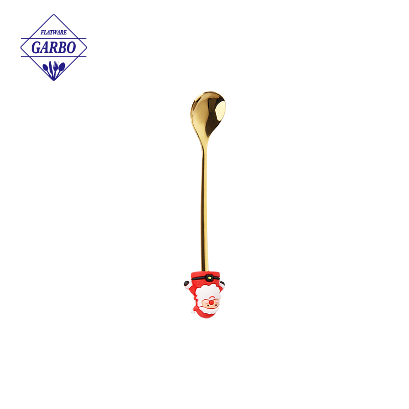 Christmas gold color stainless steel tea spoon with  deer accessory handle