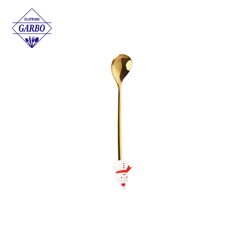 Christmas gold color stainless steel tea spoon with  deer accessory handle