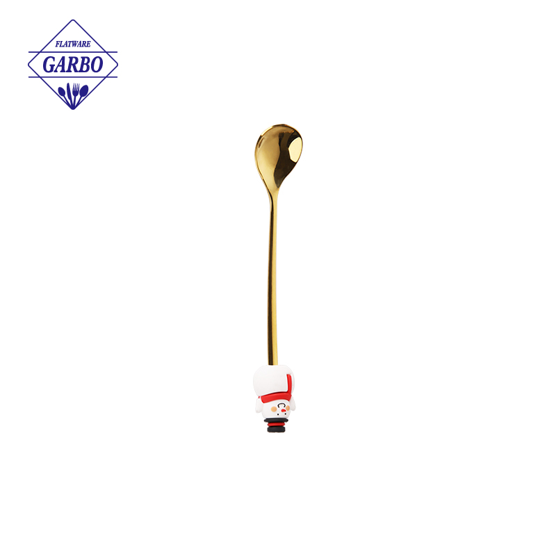 Christmas gold color stainless steel tea spoon with  deer accessory handle