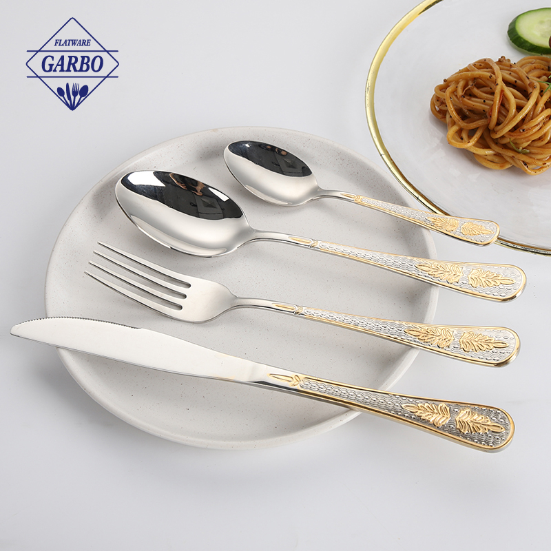 4PCS Elegant Gold-Accented Stainless Steel Cutlery Set 