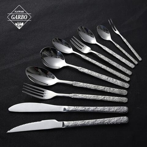 Modern Design 18/10 Stainless Steel Cutlery Set with Stone Texture