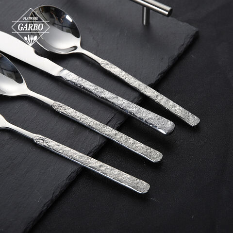 Modern Design 18/10 Stainless Steel Cutlery Set with Stone Texture