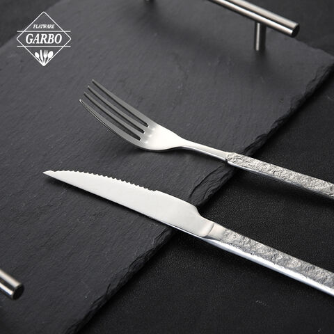 Modern Design 18/10 Stainless Steel Cutlery Set with Stone Texture