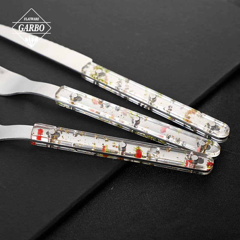 new designs plastic handle cutlery sets for home 
