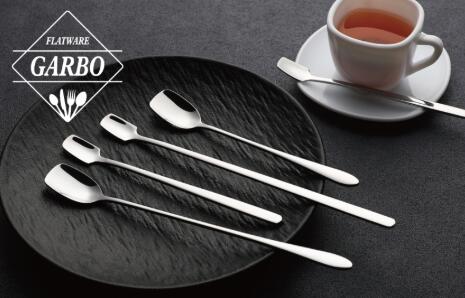 Ingenious product: mirror-polished gold and silver long-handled coffee spoon, enjoy the luxury experience