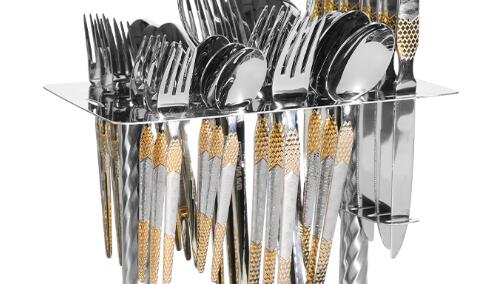 Hot-selling 24–36 Piece Cutlery Set with Iron Stand from September to October