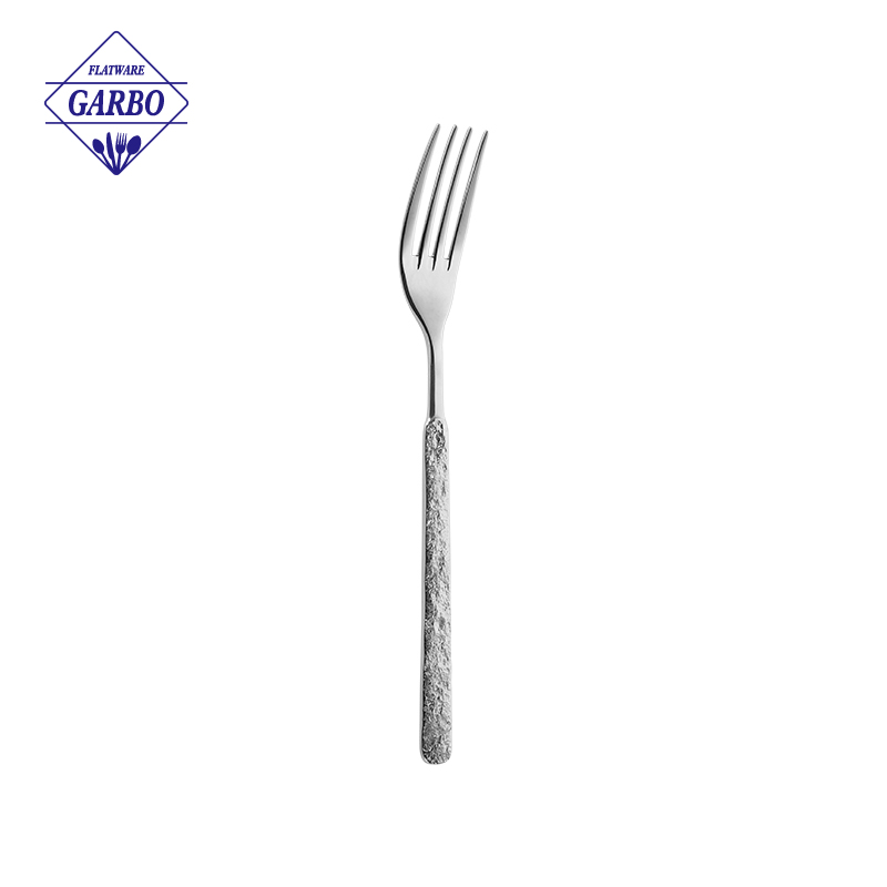 304 Lunar Terrain Pattern Handle Dinner Fork Popular Design Flatware Supplier