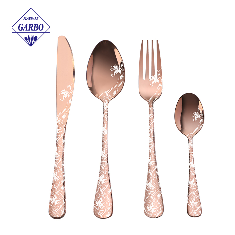 Classic 4pcs flatware sets with laser handle 