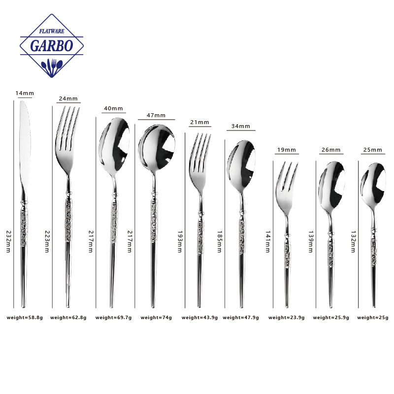 New Design 304 Stainless Steel Flatware Set with Innovative Engraved Handle 